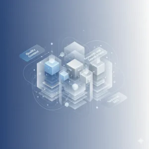 abstraktná vizualizácia prepojených SEO elementov symbolizujúcich komplexnú SEO stratégiu a kvalitný SEO obsah