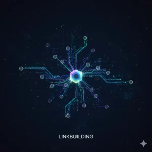 moderny hi-tech vizual znazornenie linkbuildingu so svetelnymi prepojeniami a abstraktnymi digitalnymi elementmi