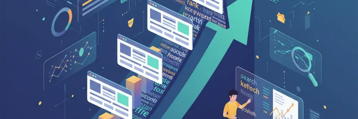 Ilustrácia znázorňujúca výber kľúčových slov a SEO optimalizáciu obsahu pre rast organickej návštevnosti webu