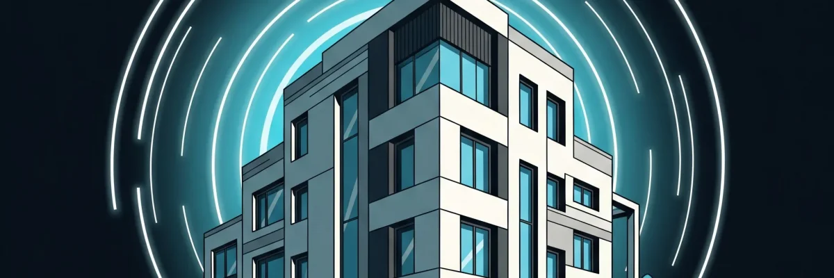 Abstraktná ilustrácia malej firmy chránená svetelným štítom symbolizujúcim ochranu značky a reputácie počas krízy, bez textu a tvárí