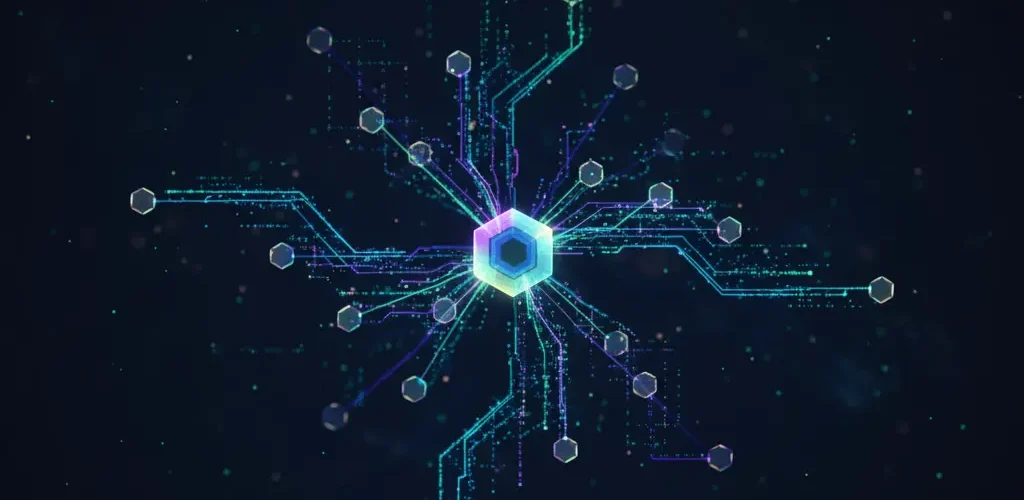 moderny hi-tech vizual znazornenie linkbuildingu so svetelnymi prepojeniami a abstraktnymi digitalnymi elementmi